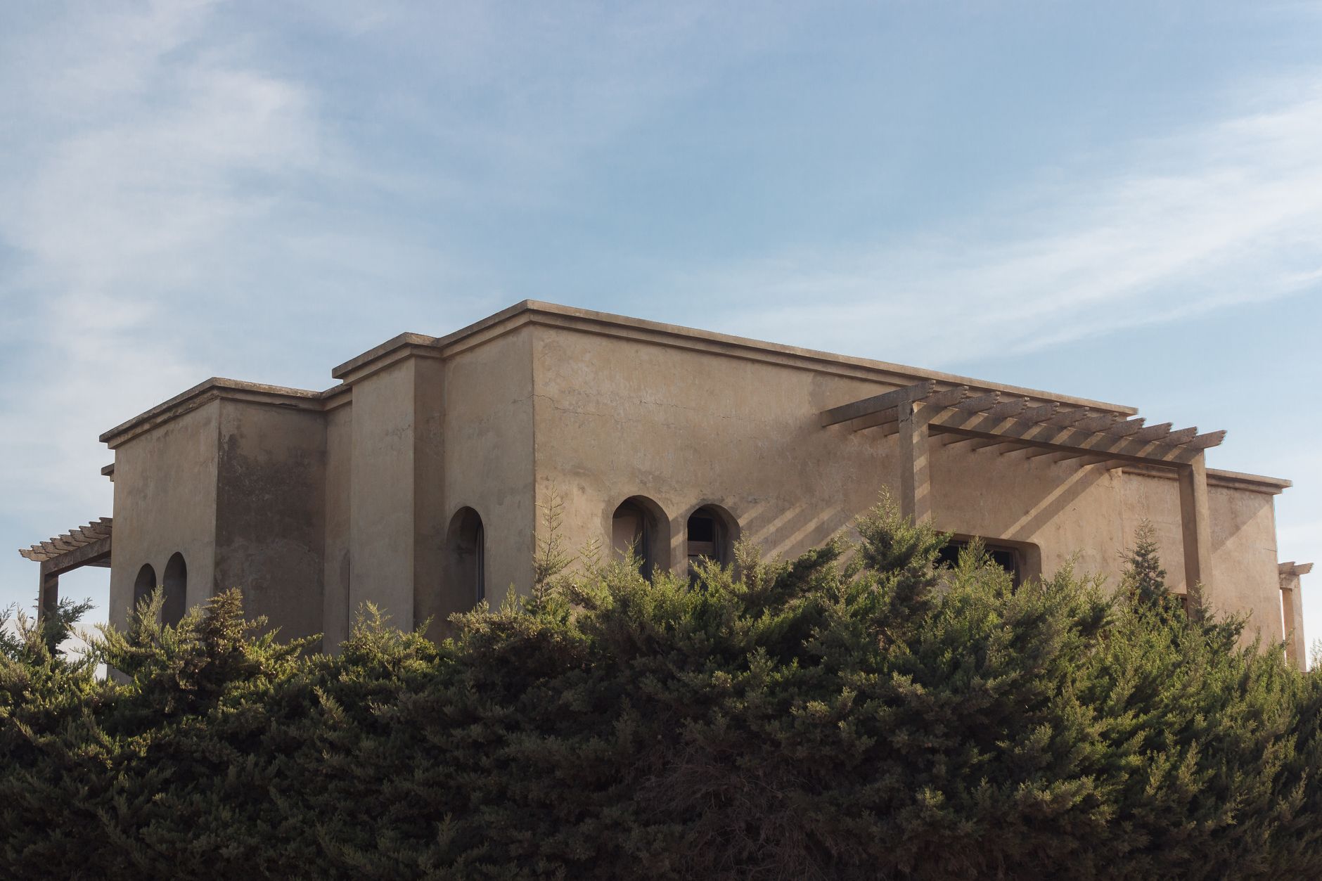 Minimalist desert stone villa architecture
